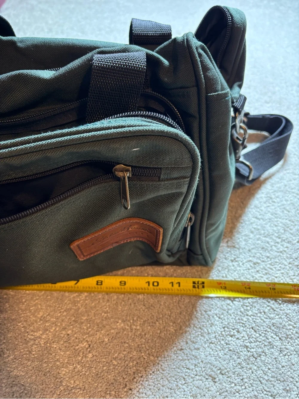 Eddie Bauer men’s small vintage bag with leather overnight bag